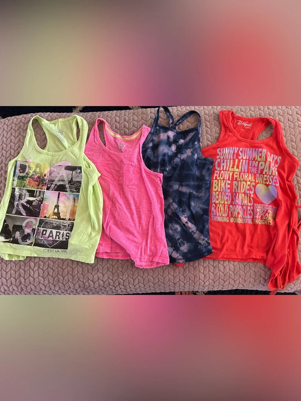Lot of 4 tank tops bundle girl size 7/8 D-Signed by Disney Abercrombie Justice